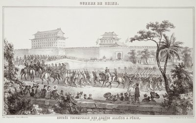 The Triumphal Entry of the Allied Armies into Peking, 25th October 1860, from The War in China, 1862 by G.C. de Fortavion
